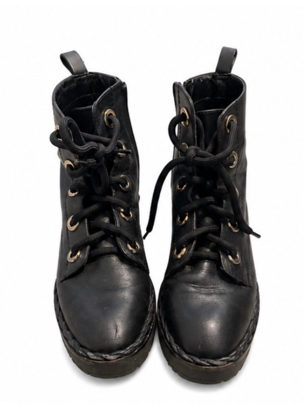 Black Leather Combat Boots
